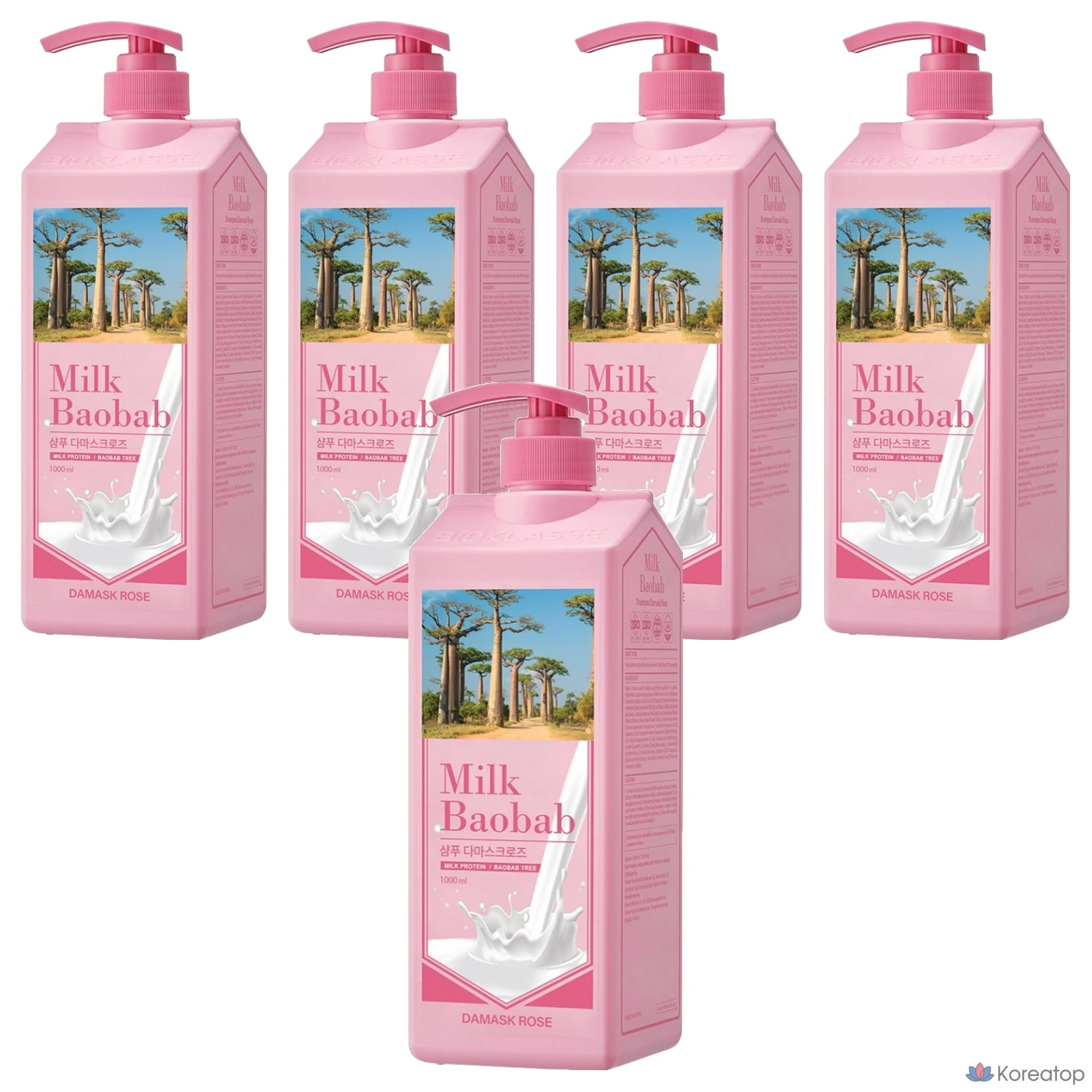 Шампунь Milk Baobab с ароматом дамасской розы, 1 л, 5 штук.