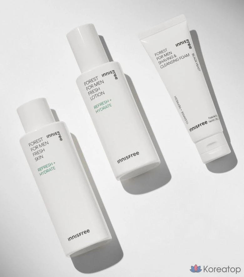 Набор Innisfree Forest for Men Fresh Skincare: 180 мл для лица + 140 мл лосьон + 50 г средства для бритья и очищения, 2 набора., фото 3