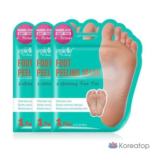 Отшелушивающая маска для пяток Epielle, 3 штуки, 1 упаковка, 40 г