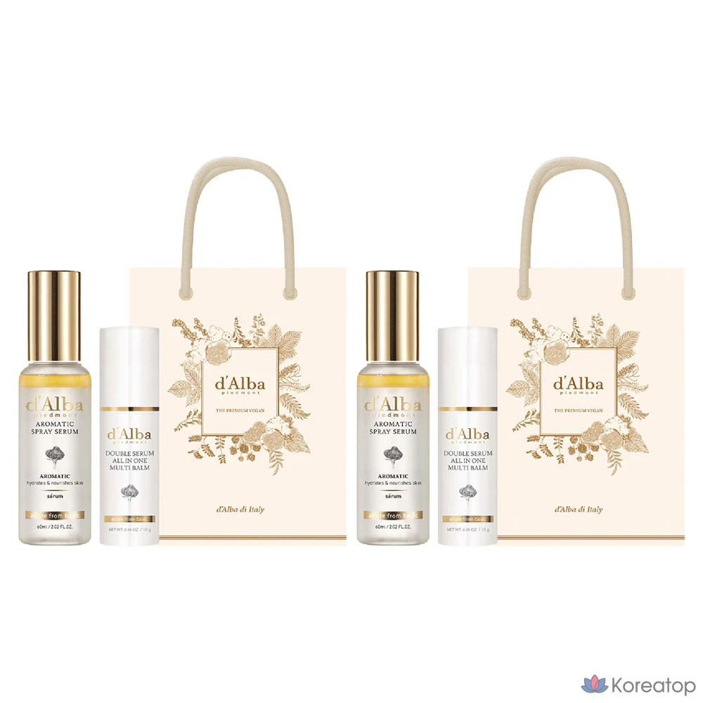 Ароматическая сыворотка-спрей D'alba White Truffle First 60 мл + Многофункциональный бальзам Double Serum All-in-One 10 г, 2 комплекта