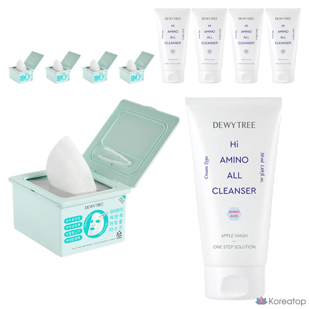 Маска-пленка Dewytree Pick & Quick Calming Pull-Out Mask + очищающая пенка с высоким содержанием аминокислот, 50 мл, 2 упаковки по 5 шт.