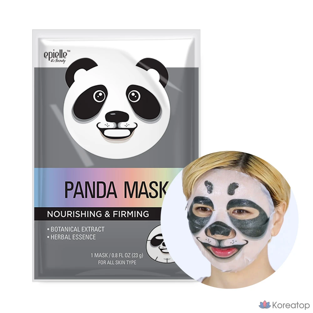 Набор из 6 масок Epielle для питания и повышения эластичности кожи с изображением панды.