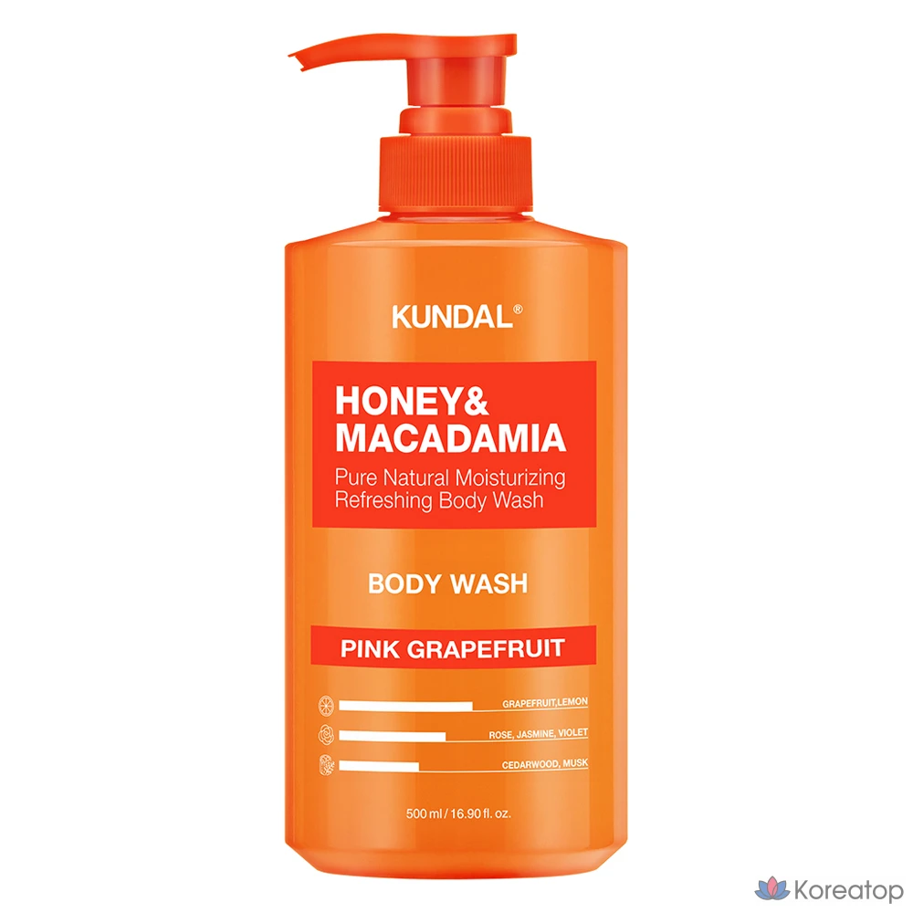 Гель для душа Kundal Honey &amp; Macadamia Pure Body Wash, аромат розового грейпфрута, 500 мл, 1 шт.
