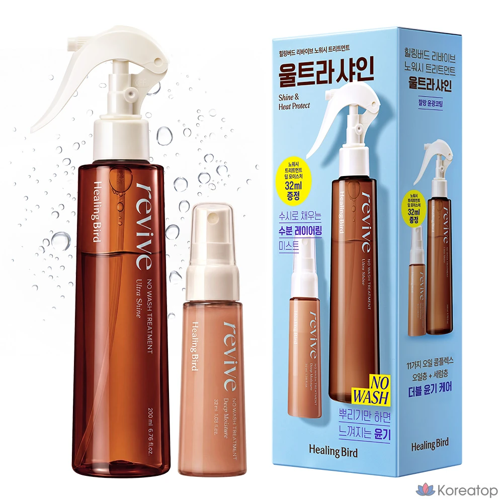 Набор для ухода Healing Bird Revive No-Wash Treatment Ultra Shine (200 мл + 32 мл), 1 шт.