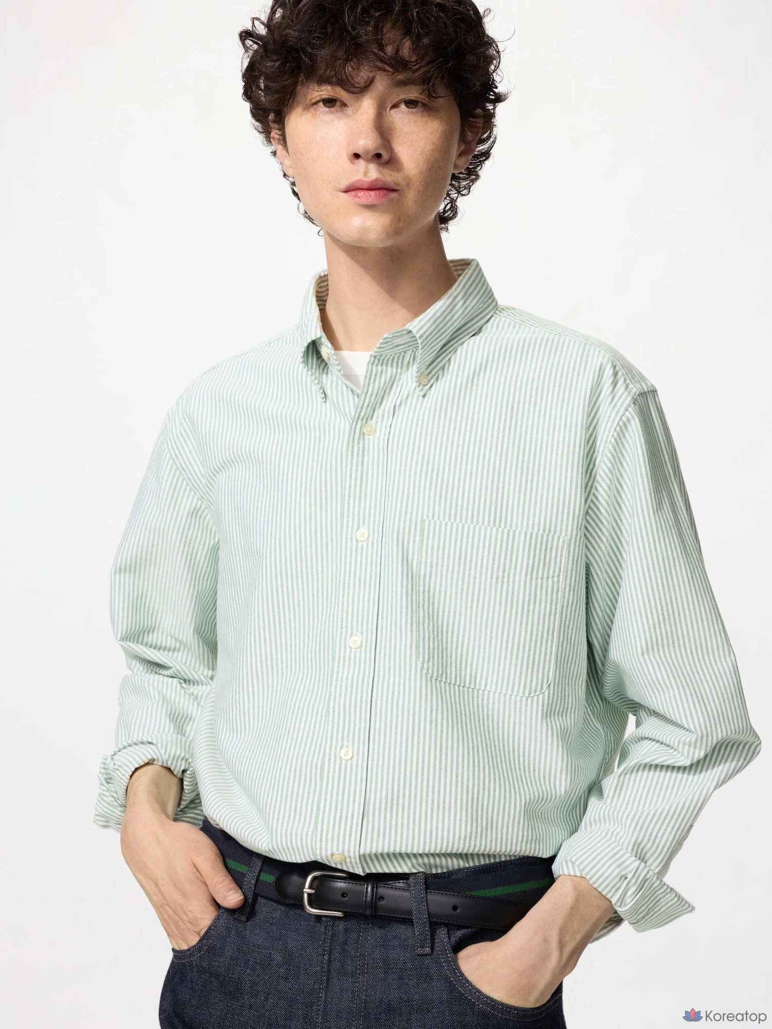 Рубашка Uniqlo Oxford Shirt, в полоску