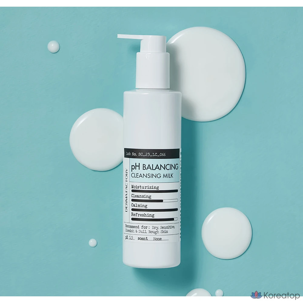 Очищающее молочко Derma Factory с пантенолом для балансировки pH, 240 мл, 1 шт.