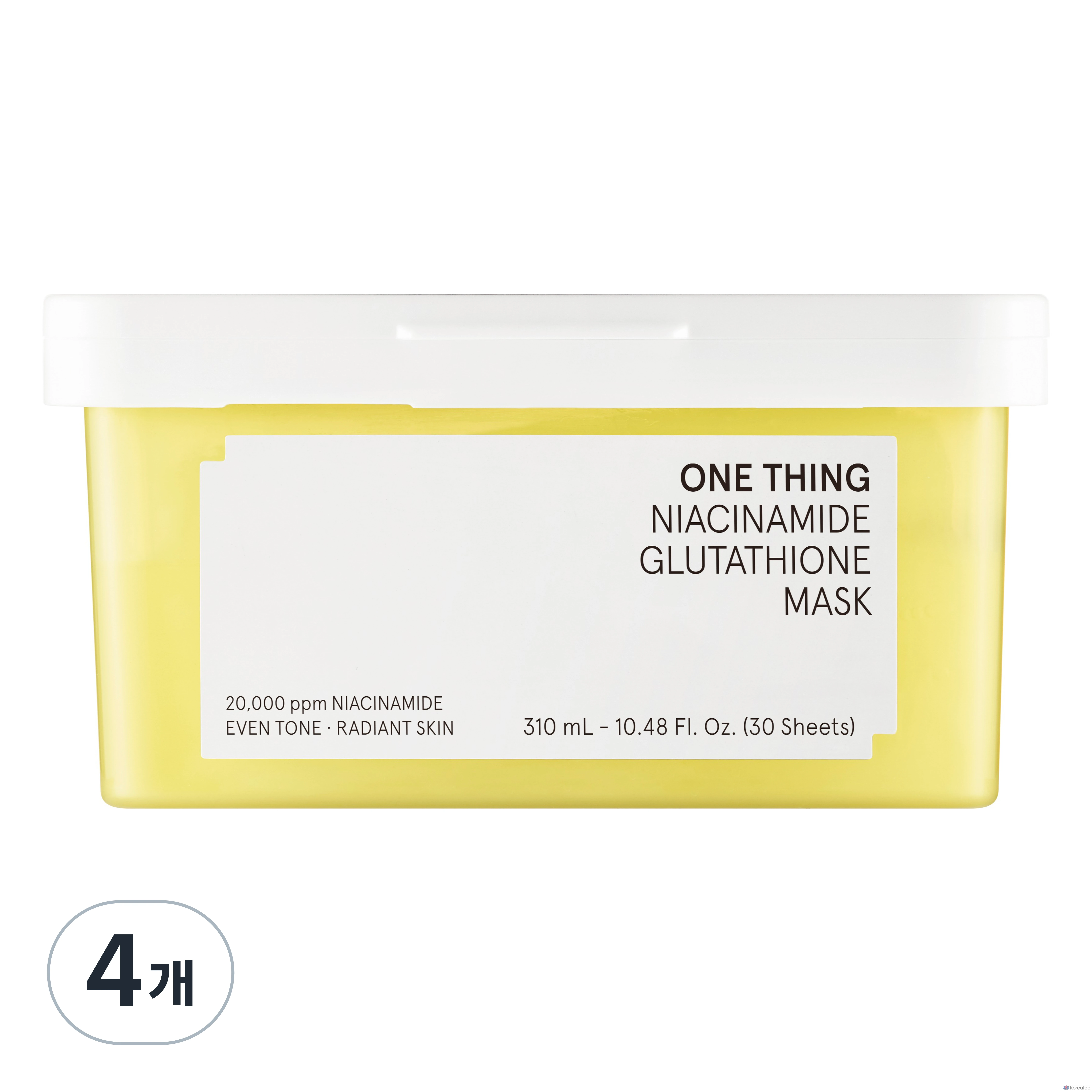 Маска для лица One Thing с ниацинамидом и глутатионом, 4 упаковки, 30 листов.