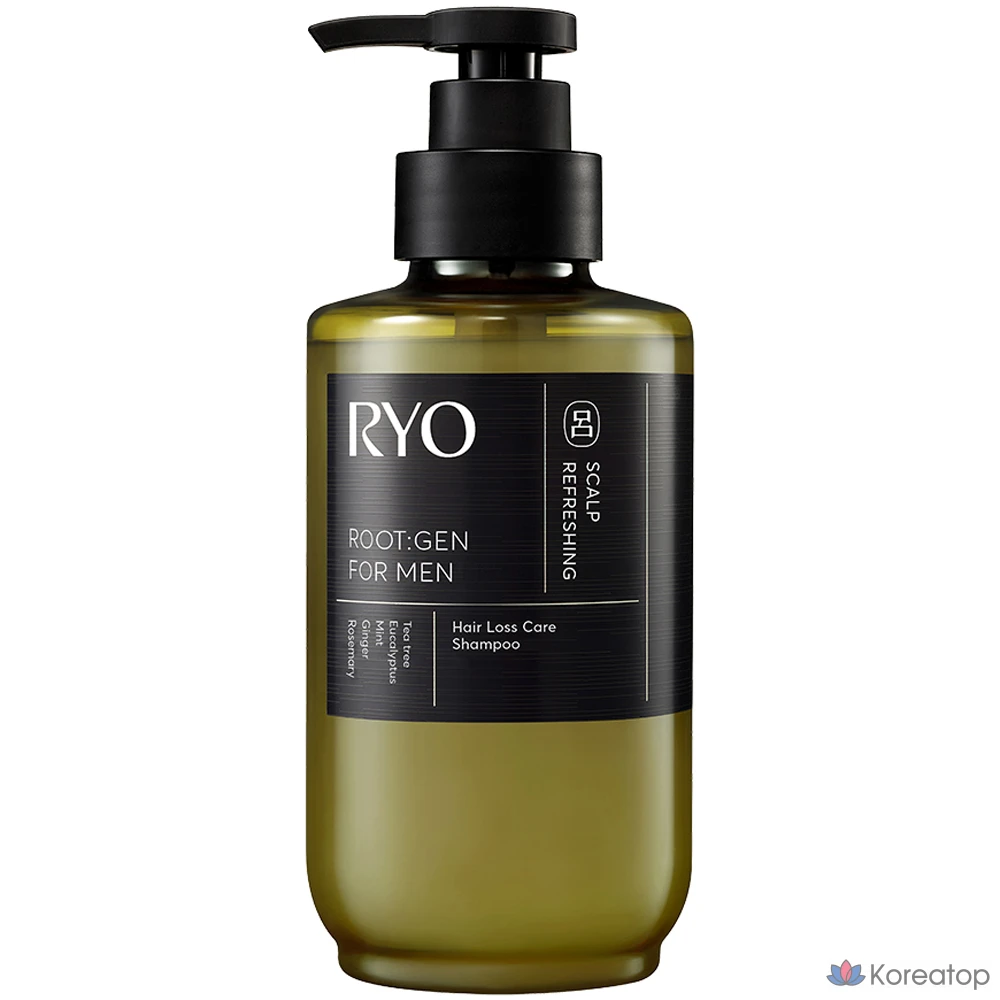 Шампунь Ryo Rootzen для мужчин от выпадения волос с ароматом чайного дерева и эвкалипта, 353 мл, 1 шт.