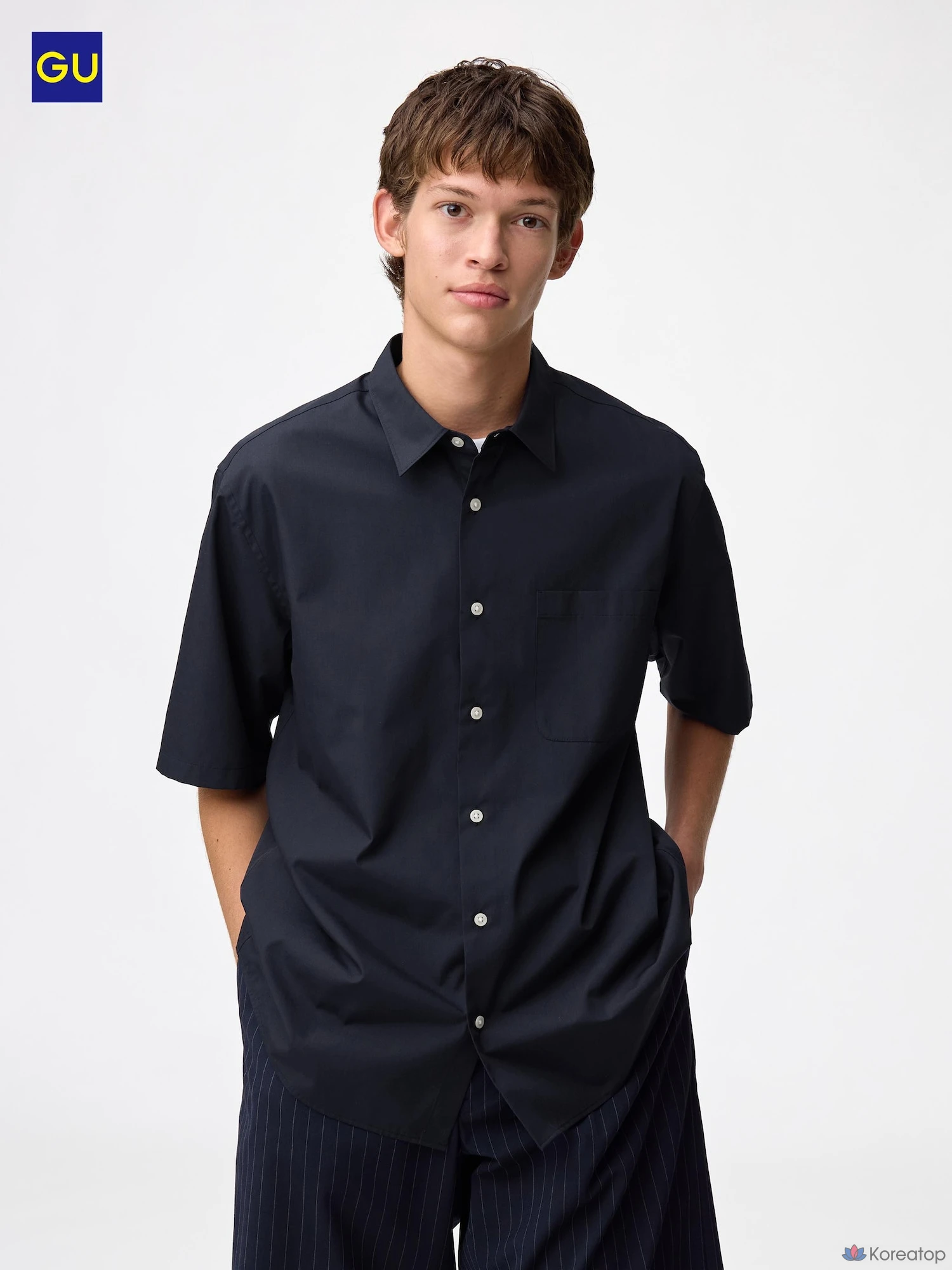 Рубашка Uniqlo Easy Care Broadcloth, короткий рукав