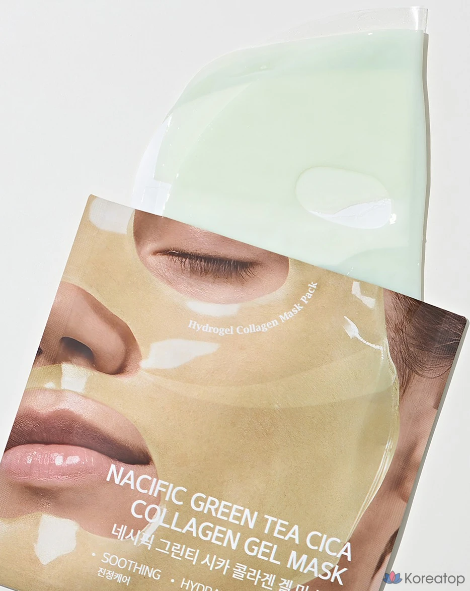 Гелевая маска NACIFIC с зеленым чаем, центеллой азиатской и коллагеном, 6 штук, 1 упаковка, фото 3