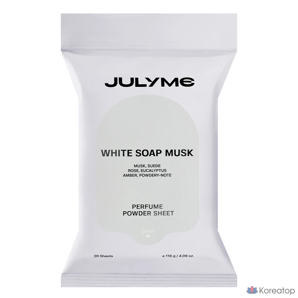 Твердая парфюмерная пудра JUL7ME, белое мыло с мускусом, 20 листов, 116 г, 1 шт.