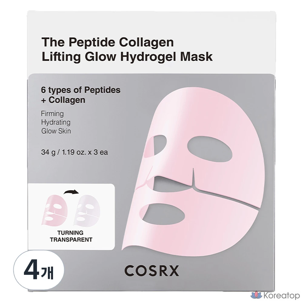 Гидрогелевая маска COSRX с пептидным коллагеном, набор из 3 и 4 штук.