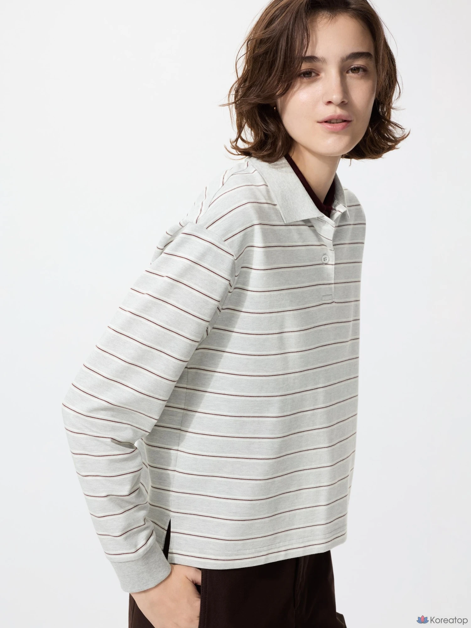 Рубашка поло Uniqlo Striped Polo Shirt Long Sleeve A