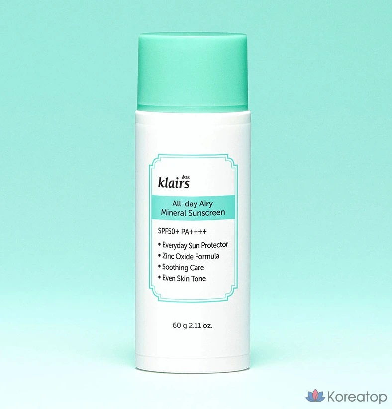 Минеральный солнцезащитный крем Dear, Klairs All Day Airy SPF50+ PA++++, 60 г, 1 шт., фото 4