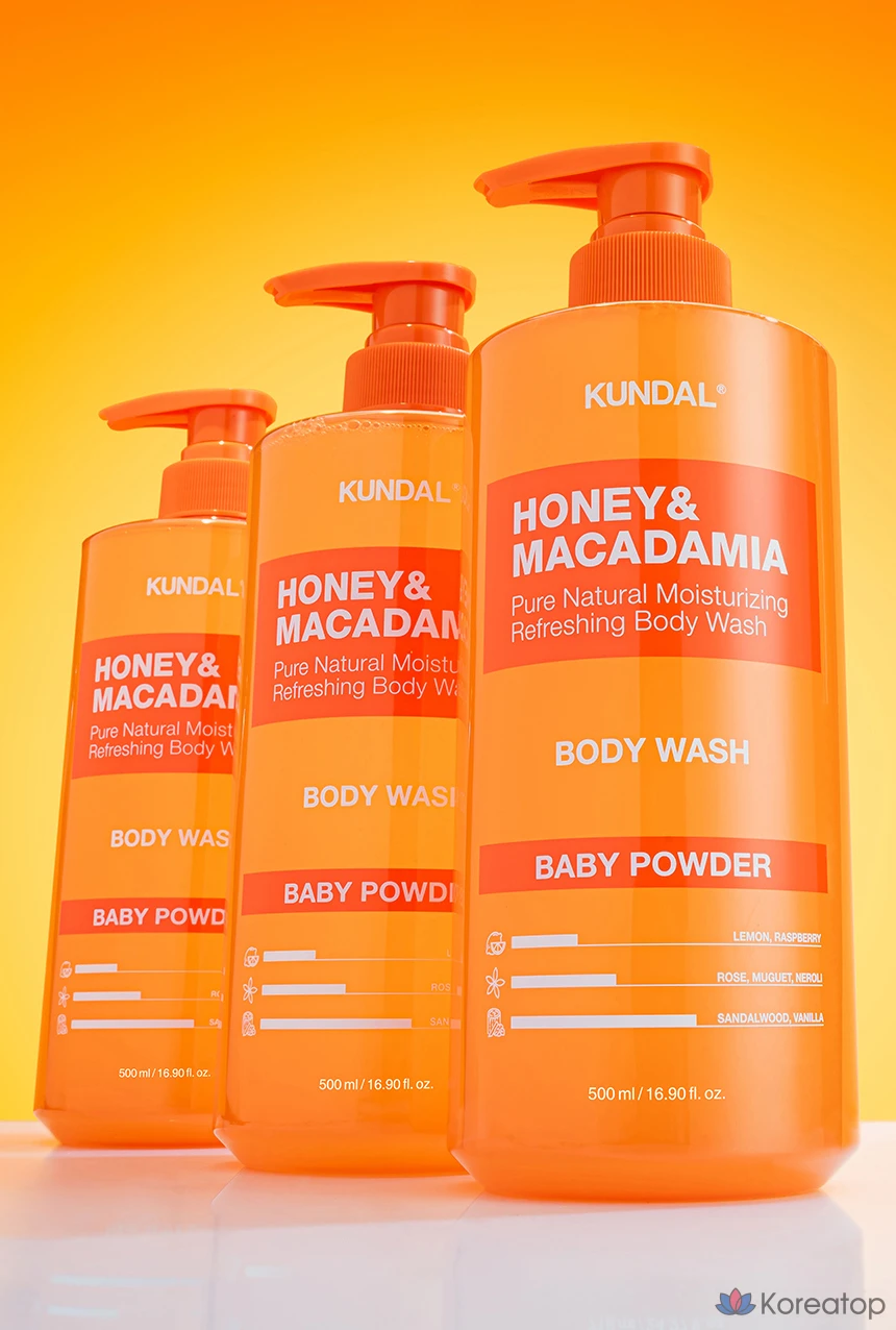 Гель для душа Kundal Pure с ароматом детской присыпки, 1,058 л, 1 шт., фото 3