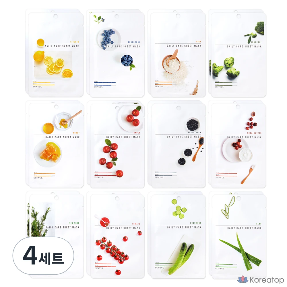 Тканевые маски для ежедневного ухода Eunyul, 12 видов x 2 шт., 24 штуки, 4 штуки