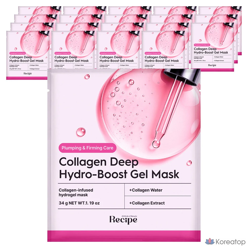 Тканевая маска для лица Re:cipe Collagen Deep Hydro Boost Gel Mask, 20 шт.