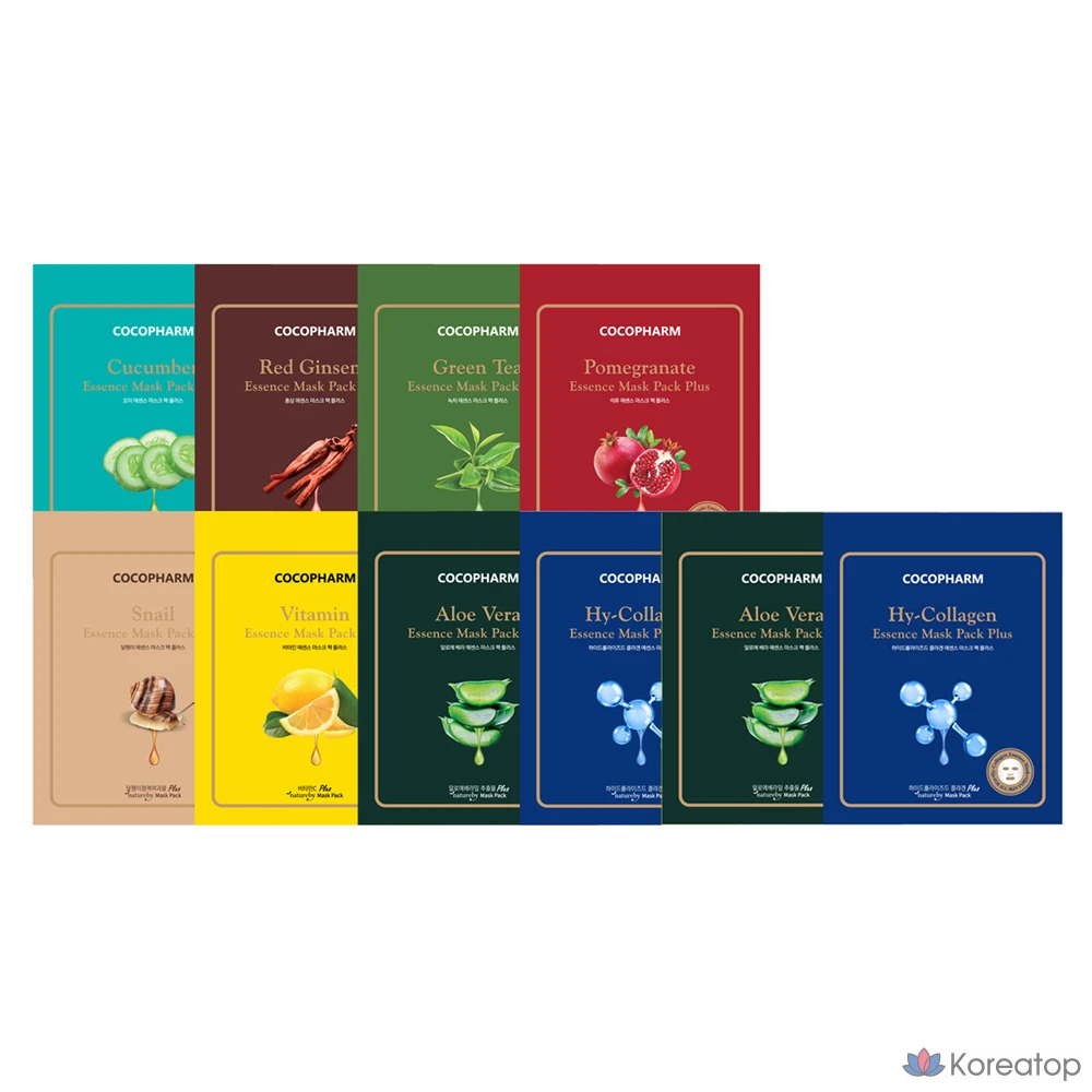 Набор из 100 эссенциальных масок COCOPHARM Natureby Essence Mask Pack Plus, смешанный.