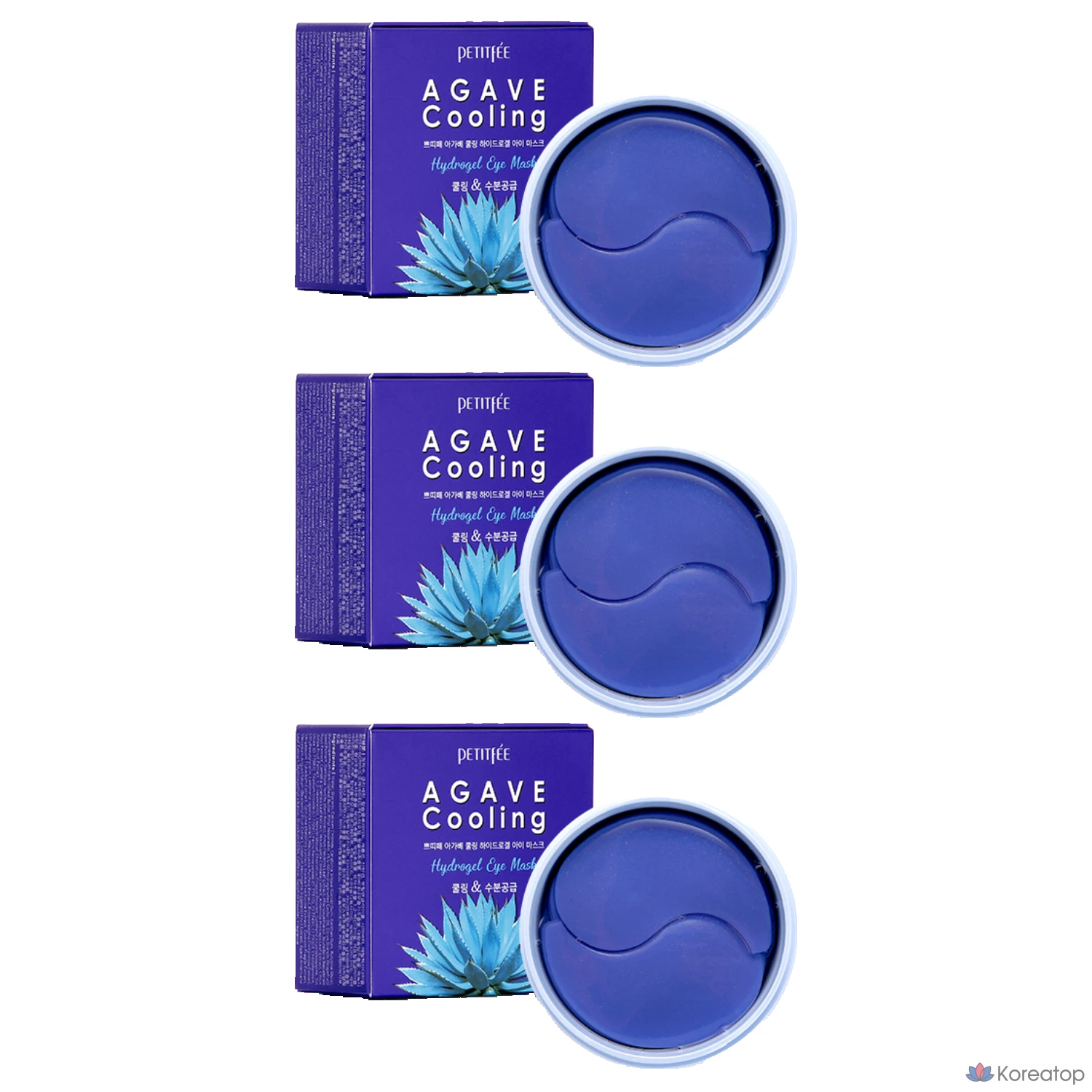 Охлаждающие гидрогелевые маски для глаз Petitfee Agave, 60 штук, 3 упаковки