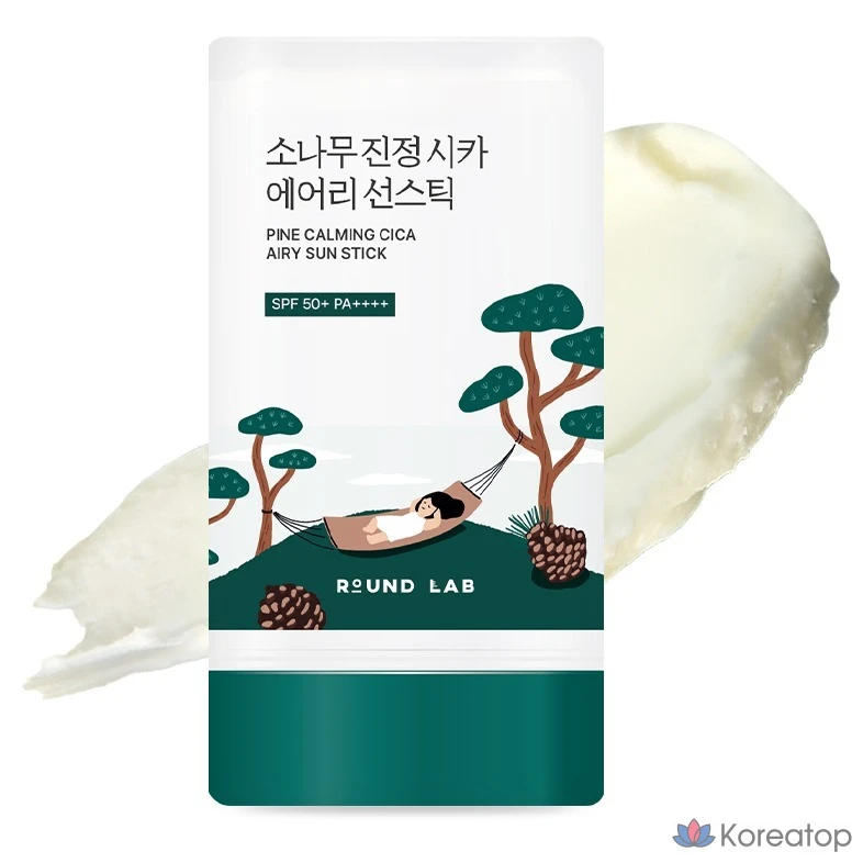 Успокаивающий солнцезащитный стик Round Lab Pine с центеллой азиатской, SPF50+ PA++++, 19 г, 1 шт.