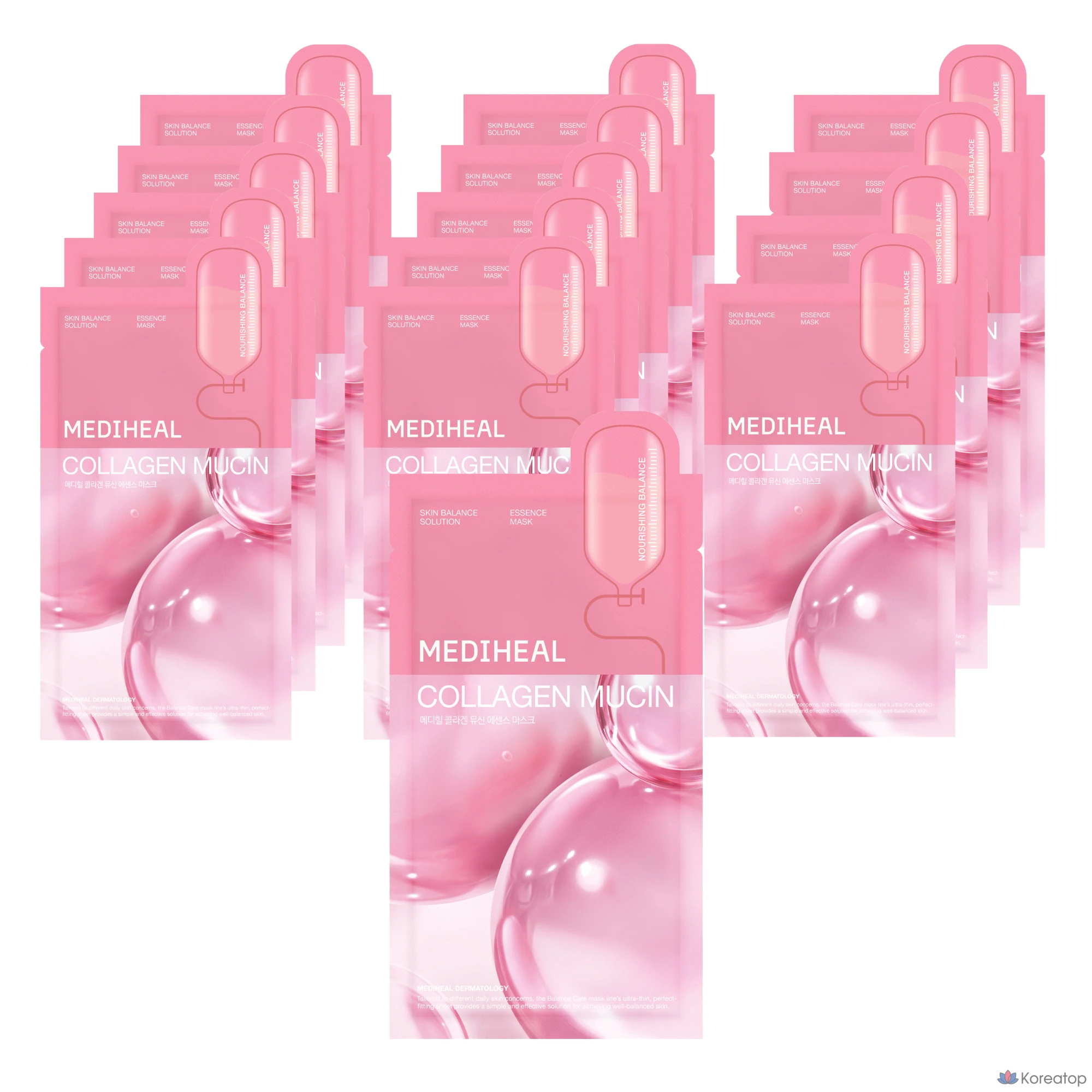 Набор из 15 масок-эссенций Mediheal с коллагеном и муцином, 20 мл.