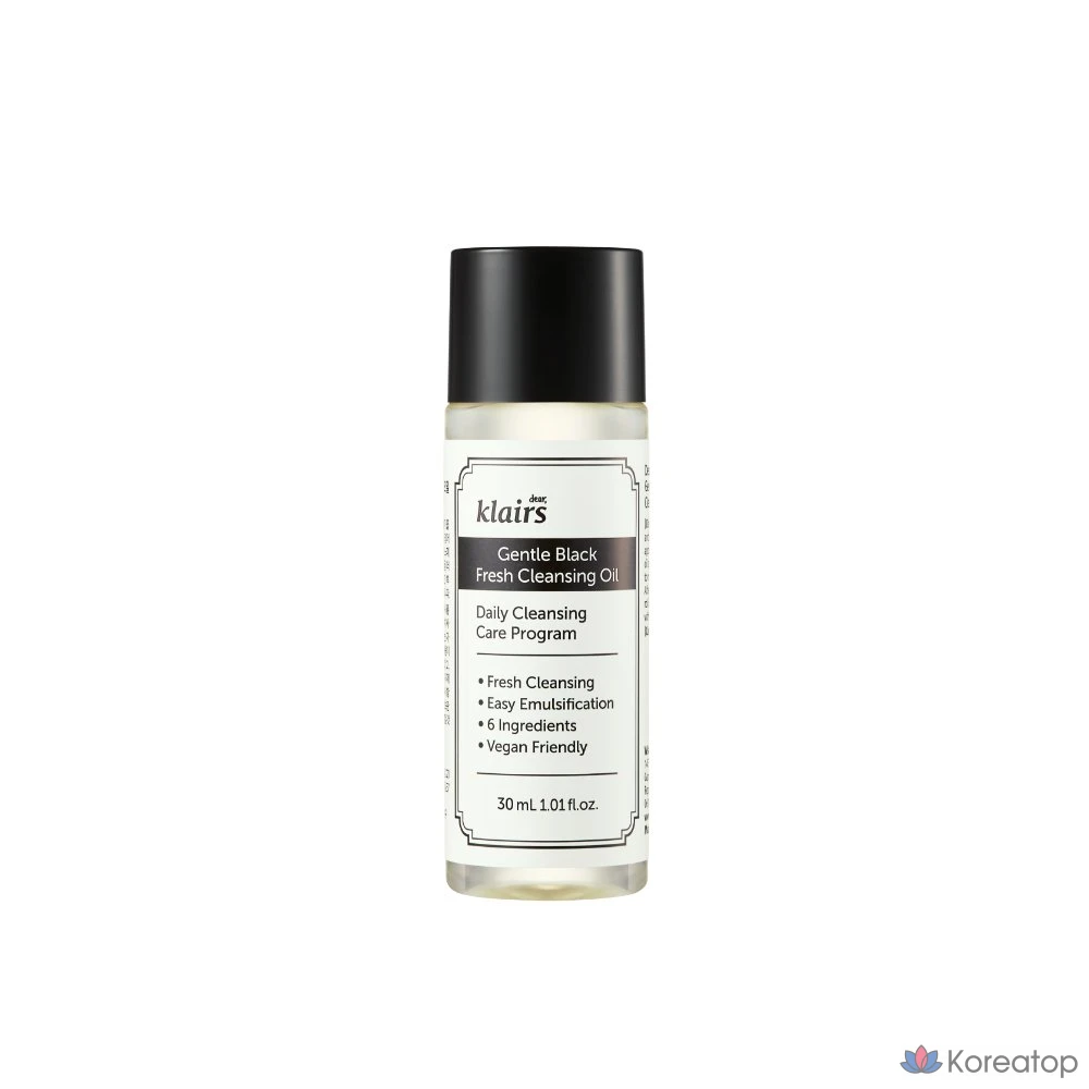 Очищающее масло Dear, Klairs Gentle Black Fresh, 30 мл, 1 шт.