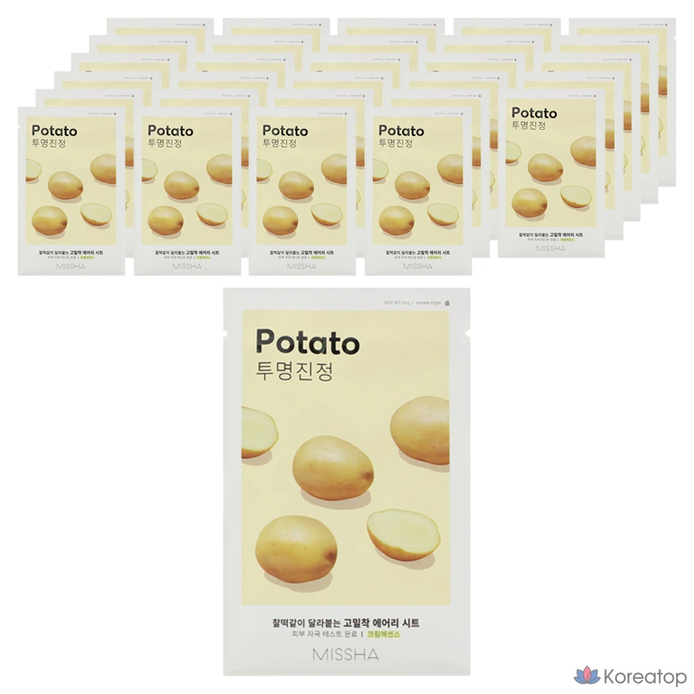 Тканевая маска Missha Airy Close-Fit Sheet Mask Potato, 1 упаковка, 40 штук