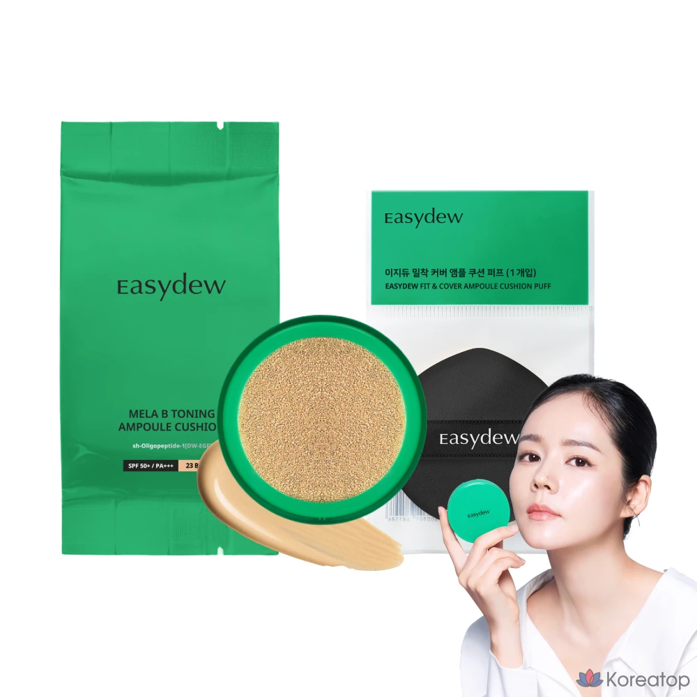 Кушон Easydew Mela B Toning Ampoule Cushion Refill Puff, оттенок 23 Beige, 13 г, 1 шт., фото 2