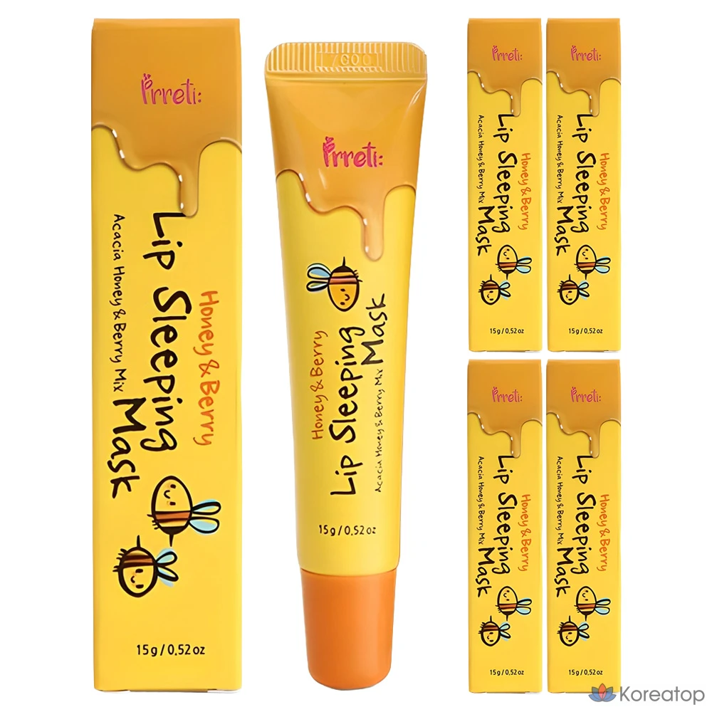Набор ночных масок для губ Prreti Lip Sleeping Mask Pack, медово-ягодный, 15 г, 5 шт.