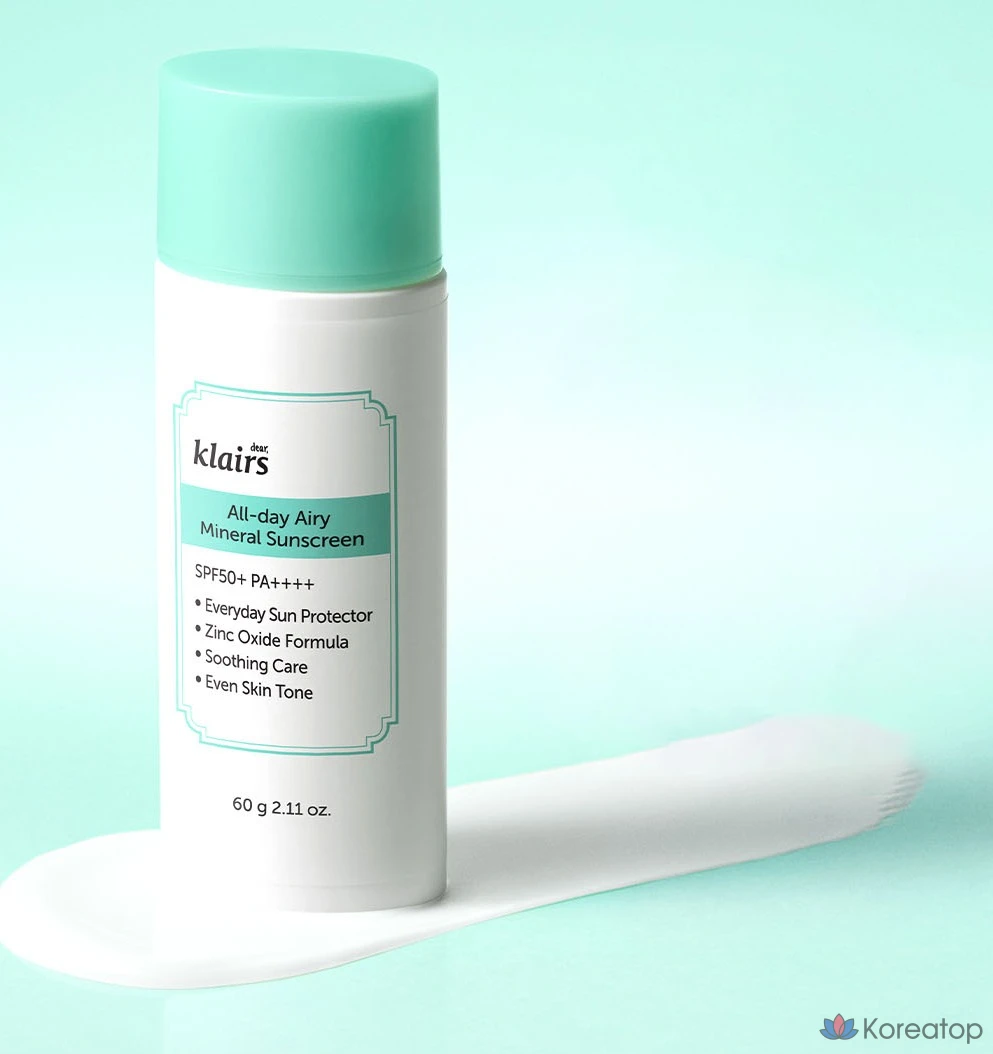 Минеральный солнцезащитный крем Dear, Klairs All Day Airy SPF50+ PA++++, 60 г, 1 шт., фото 5