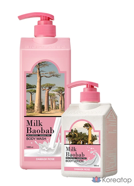 Гель для душа Milk Baobab с ароматом дамасской розы, 1 л, 3 упаковки., фото 2