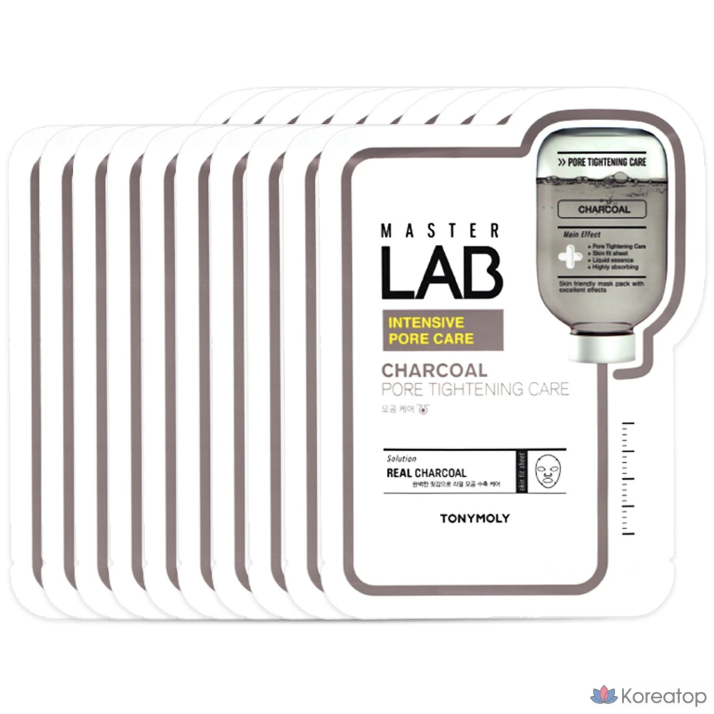 Маска для лица Tony Moly Master Lab с древесным углем, 10 листов, 1 упаковка.