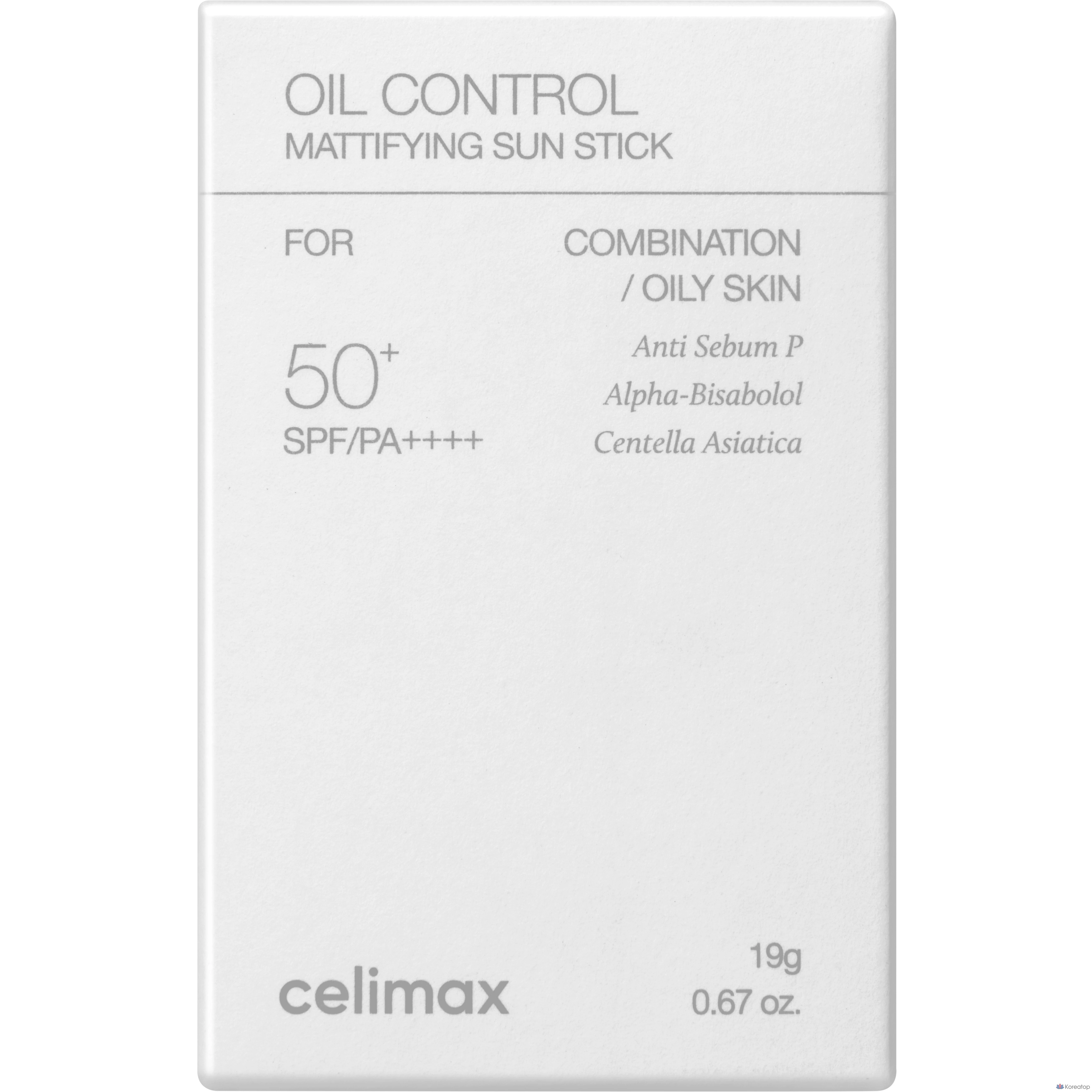 Солнцезащитный матирующий стик Cellimax Oil Control SPF50+ PA++++, 19 г, 1 шт.