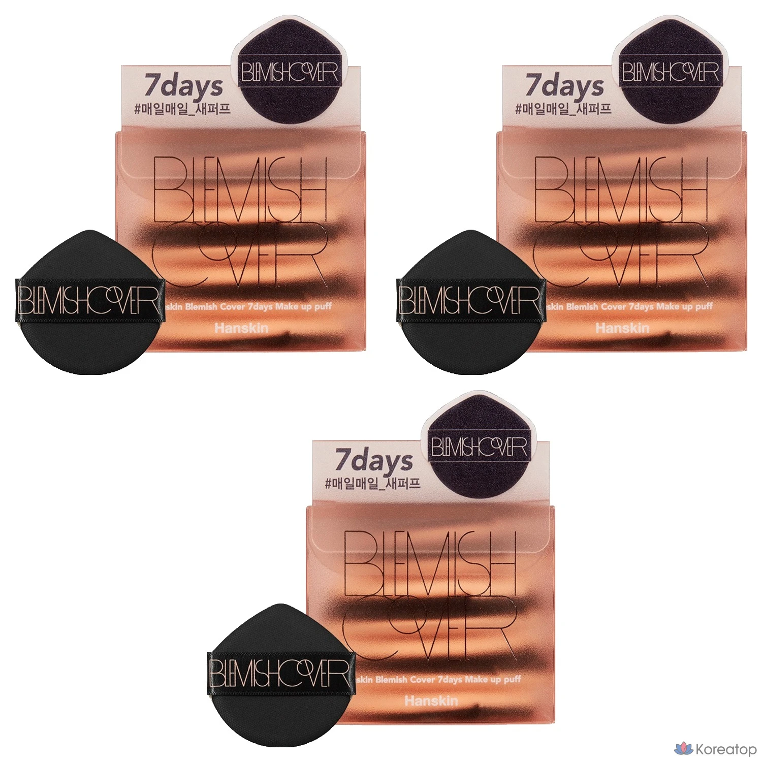 Набор тональных кремов HANSKIN Blemish Cover 7days Puff, 7 шт., разные цвета, 3 комплекта.