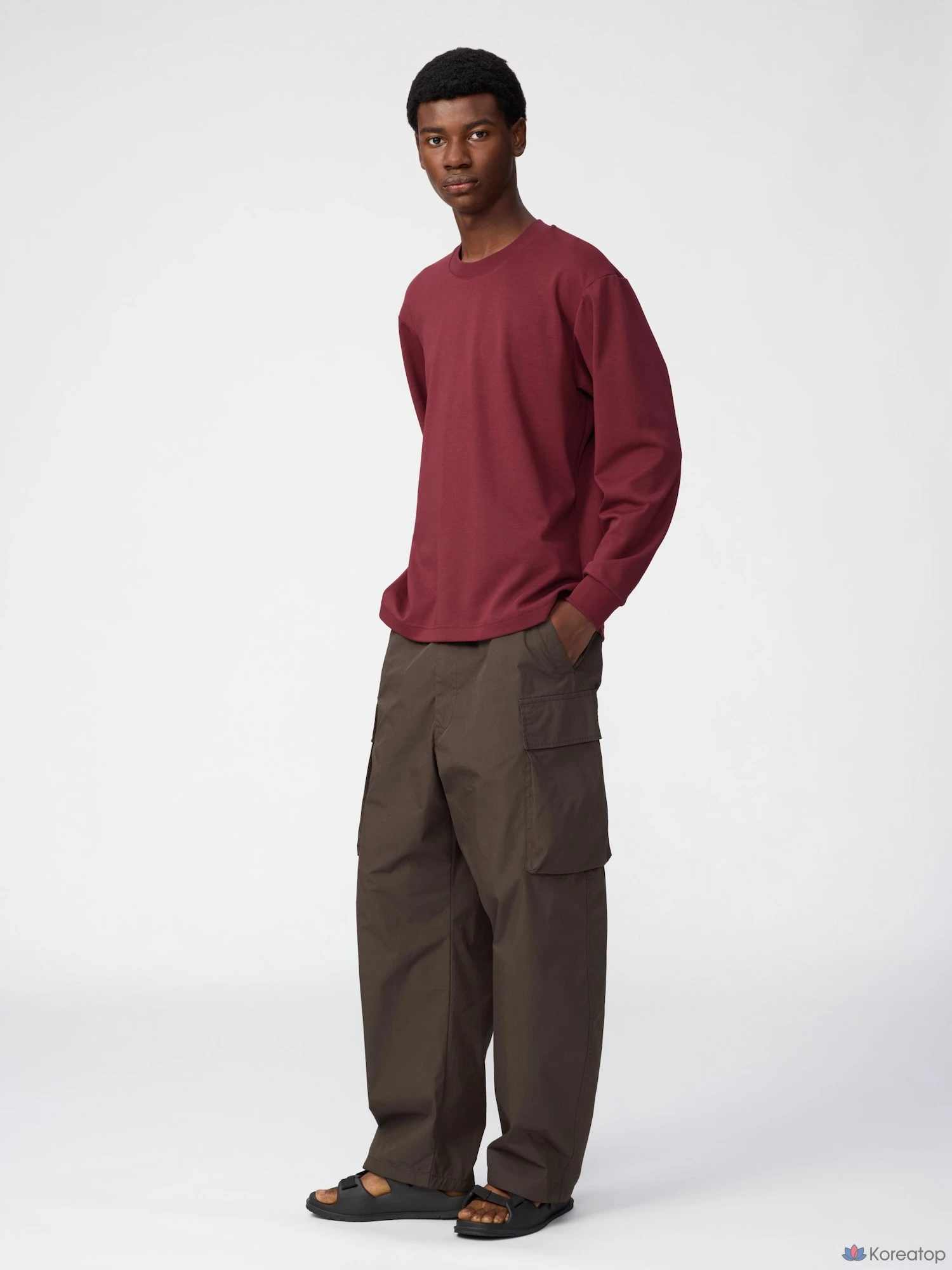 Футболка Uniqlo AIRism Cotton Crew Neck Long Sleeve T-Shirt