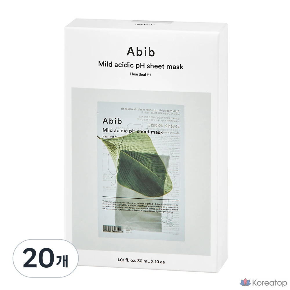 Тканевая маска для лица Abib pH Sheet Mask Heartleaf Fit, 30 мл, 20 шт.
