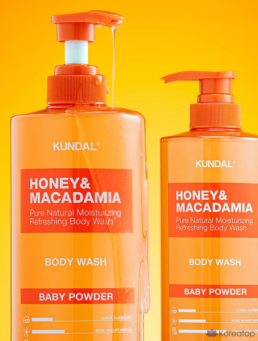 Гель для душа Kundal Pure с ароматом детской присыпки, 1,058 л, 1 шт., фото 4