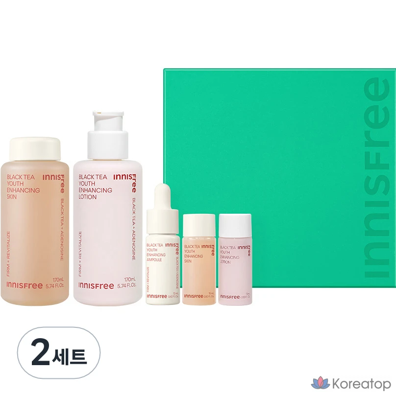 Набор для ухода за кожей Innisfree Black Tea Youth Enhancing Skincare Set, 170 мл, 2 комплекта