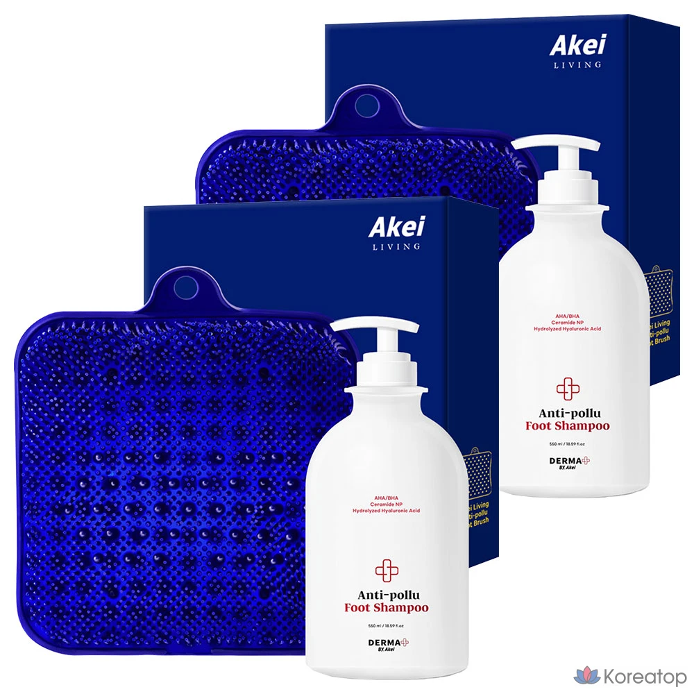 Набор из 2 щеток и шампуня для ног Akei Derma+ против загрязнения воздуха.