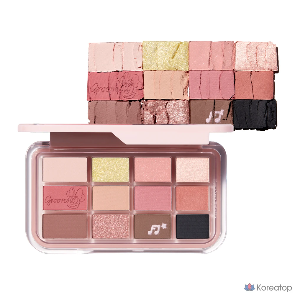 Палетка теней Espoir Disney Edition Eye Core Palette + набор кистей для базы под тени, № 8 Groove Reddish, 1 комплект.