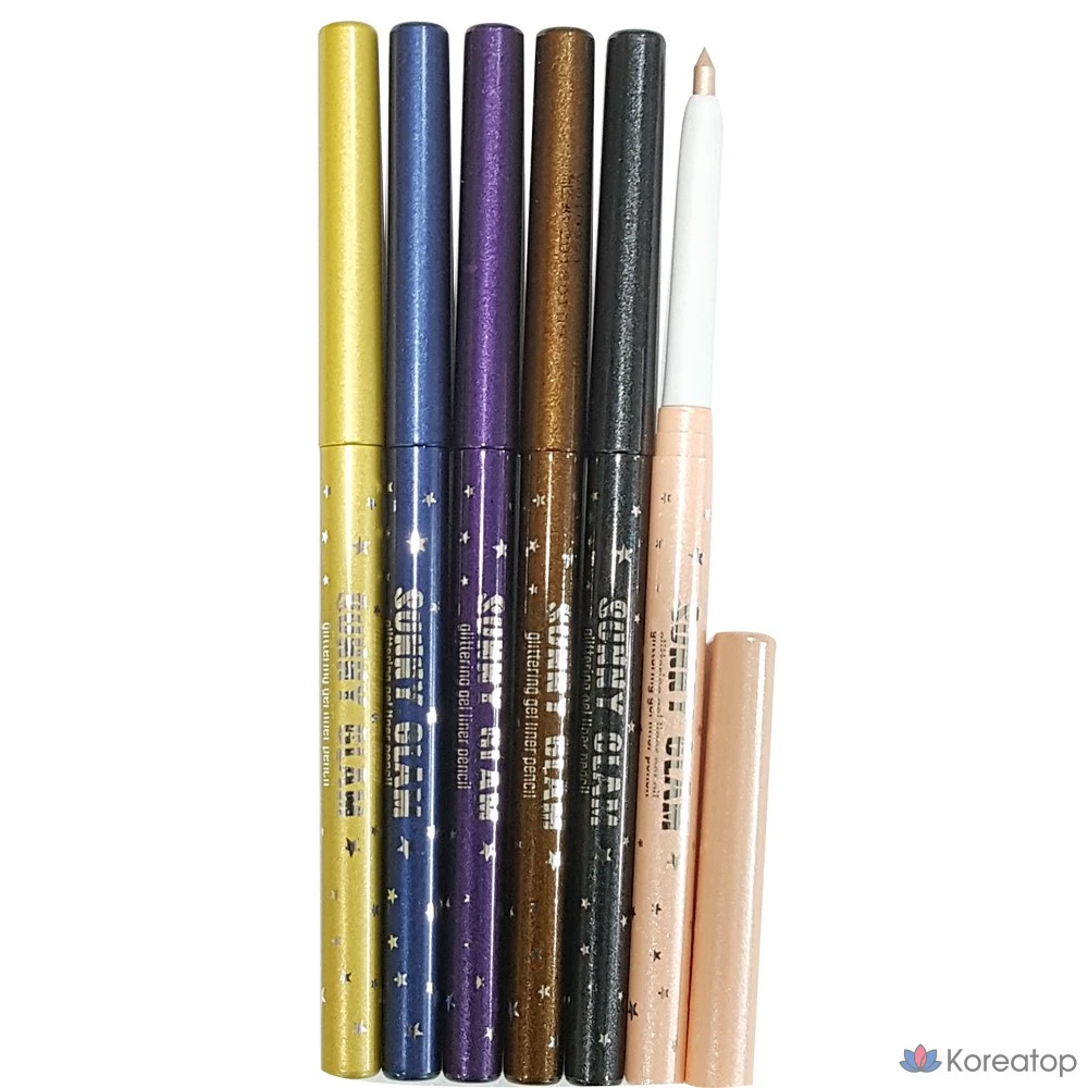 Гелевый карандаш для глаз Prorance Sunny Glam с блестками, 1 шт., № 2, черный жемчуг., фото 2