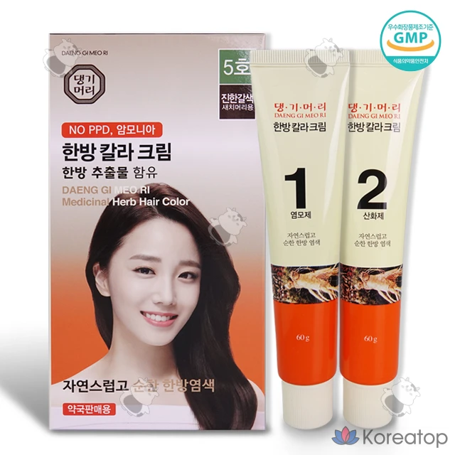 Крем-краска для седых волос Danggi Meori Oriental Color Cream, темно-коричневый, 1 шт.