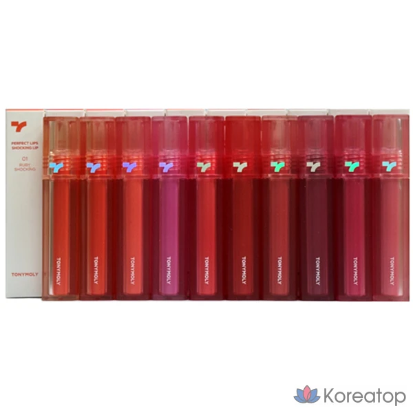 Тинт для губ Tony Moly Perfect Lips Shocking 4 г (№ 01-12), 12 оттенков Fairy Shocking, 1 шт.