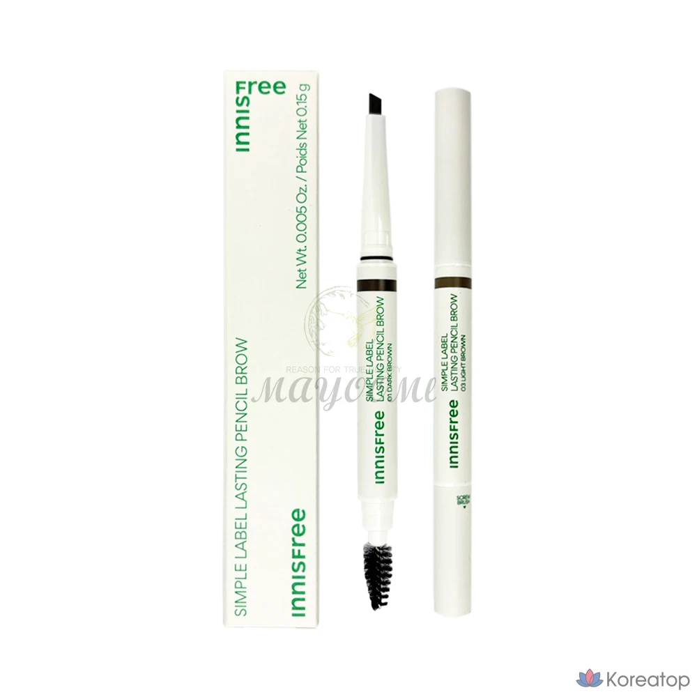 Карандаш для бровей Innisfree Simple Label Lasting Pencil Brow, 0,15 г, 2 шт., натуральный коричневый, 1 шт.