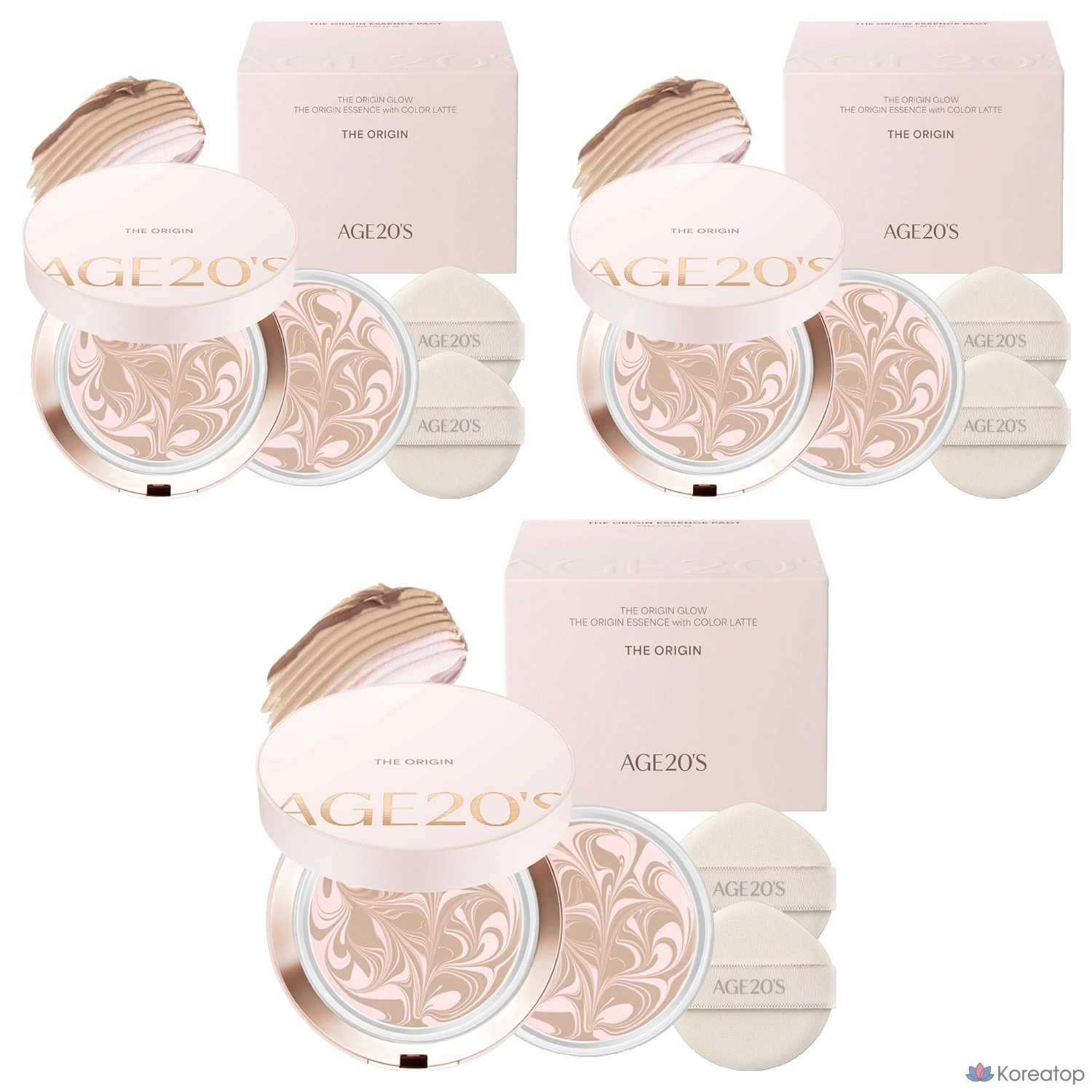 Набор Diorigin Essence Pact для лиц старше 20 лет, 1 основной продукт, 12,5 г, 1 сменный блок, 12,5 г, № 13 Pink Latte, 3 шт.