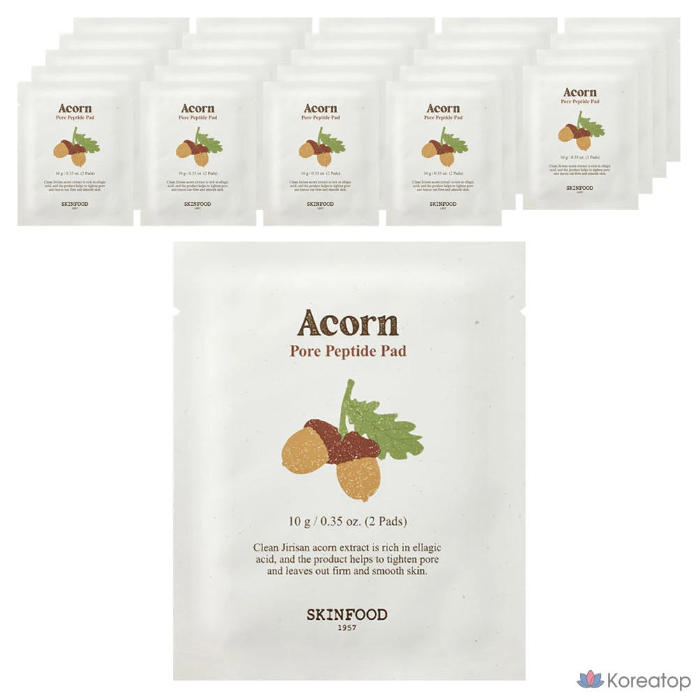 Подушечки для сужения пор Skinfood Acorn Pore Peptide, 2 упаковки (10 г), 1 упаковка, 25 штук.