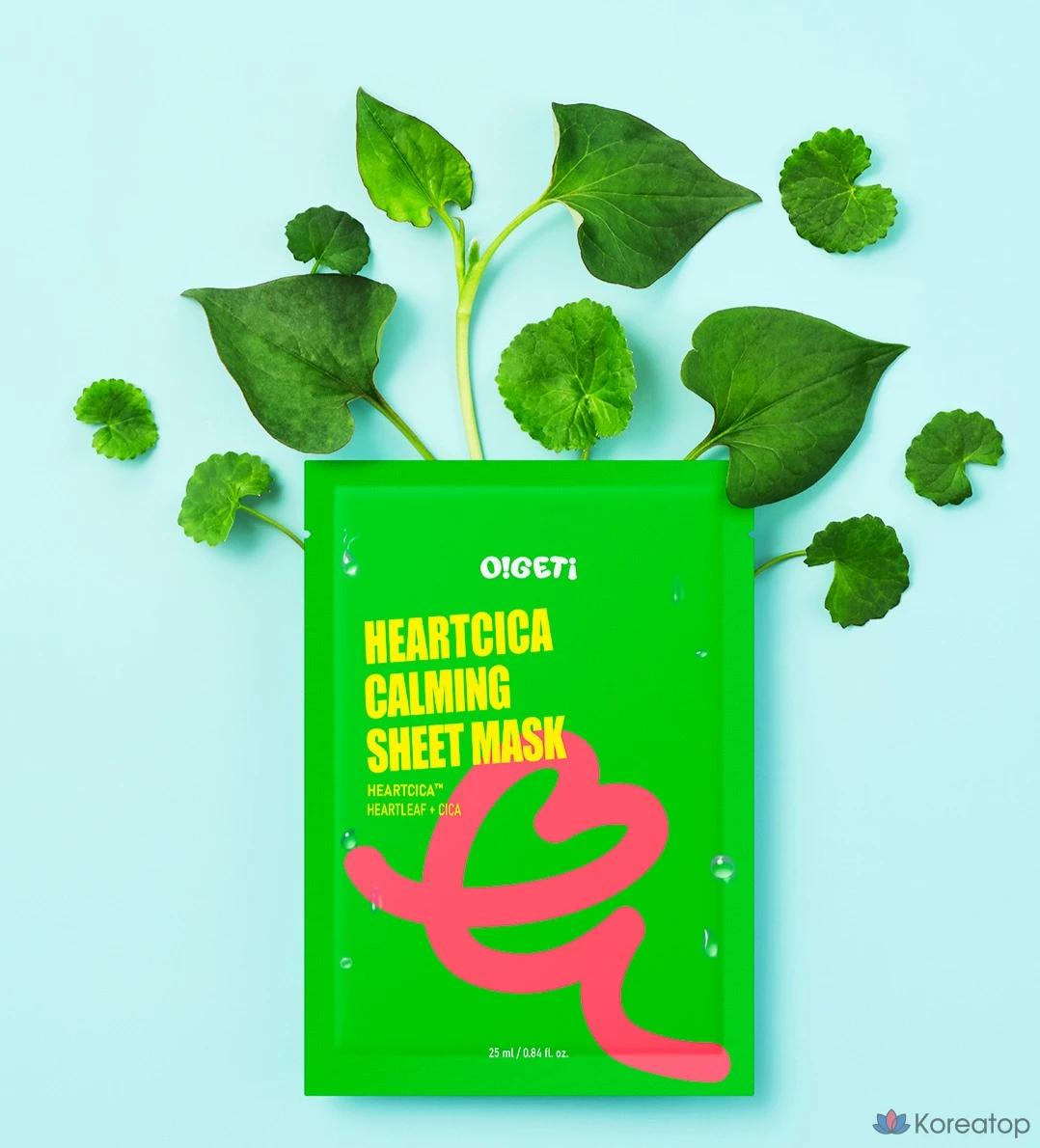 Успокаивающая тканевая маска O!GETi Heart Cica, 25 штук, 1 упаковка, фото 3