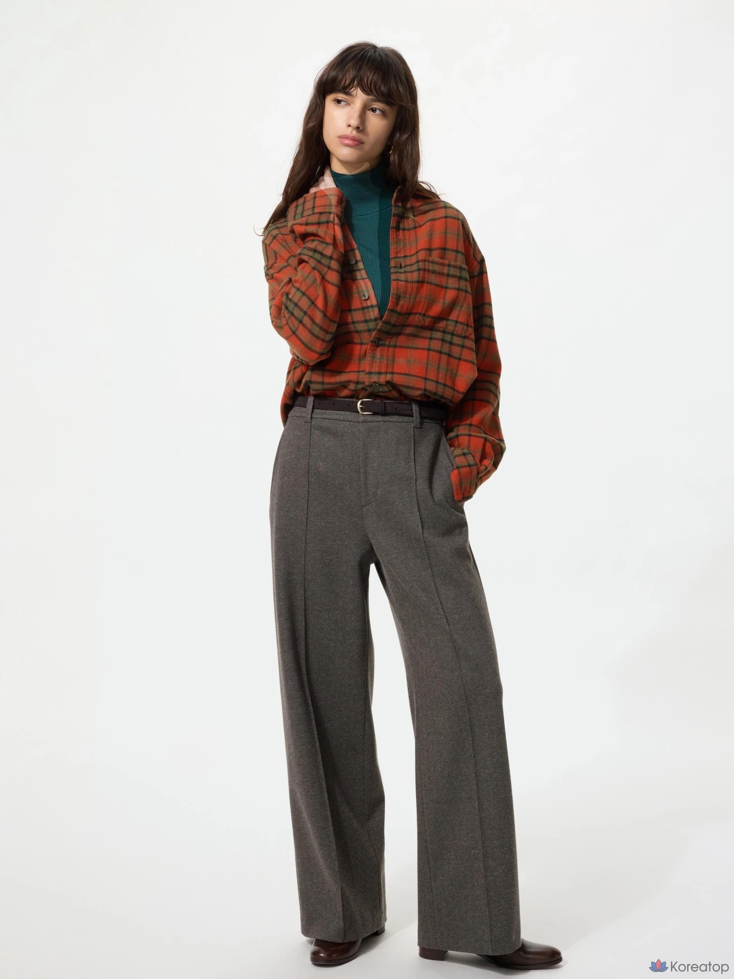 Брюки Uniqlo Brushed Jersey Wide Pants, Herringbone