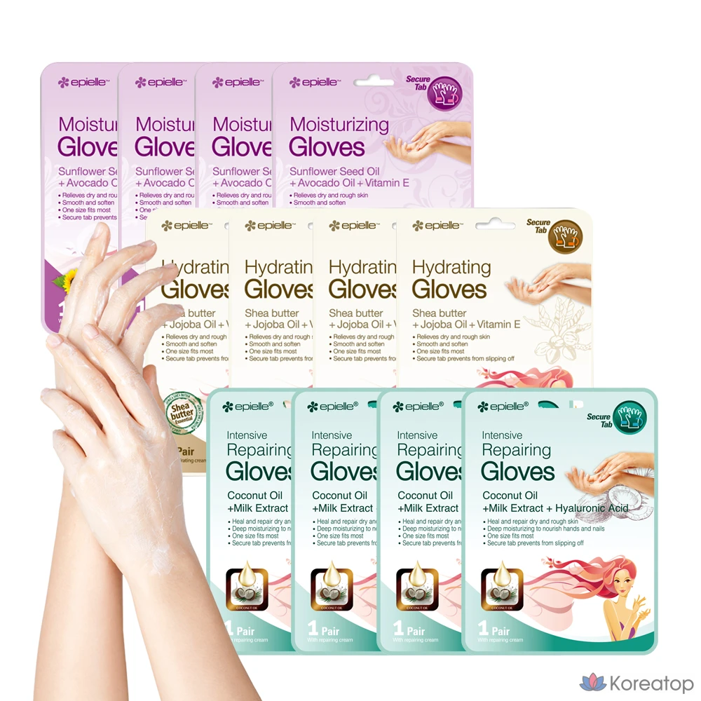 Набор масок для рук Epielle: увлажняющая, увлажняющая и интенсивная восстанавливающая, 3 шт., фото 2