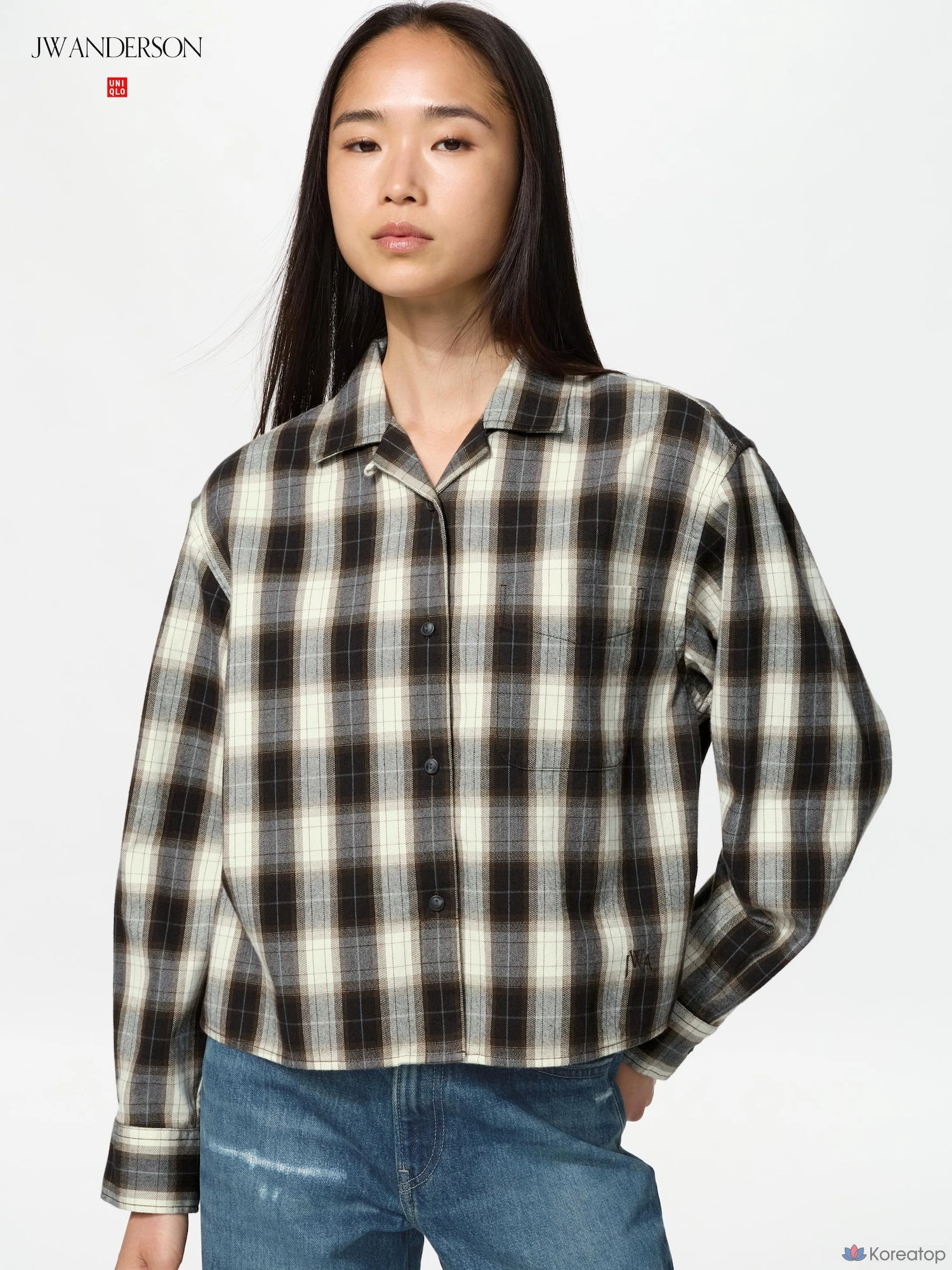 Рубашка Uniqlo Flannel Boxy Shirt (Check) A, в клетку